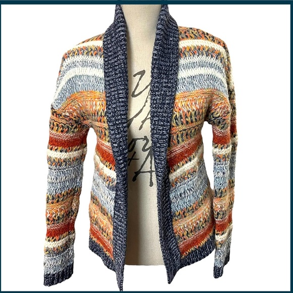 Anthropologie Knitted & Knotted Multi-colour Open Front Cardigan (XS) - Picture 4 of 16